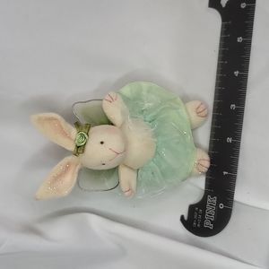 Russ Berrie bunny 5" judy lynn collection glitter green fairy rabbit vintage